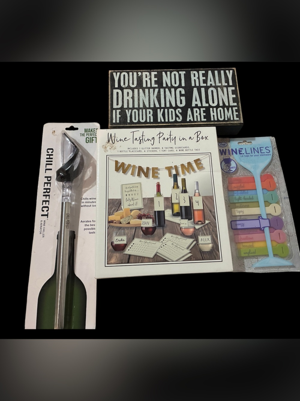 New Ultimate Wine  Bundle -Chiller, Party Kit, Stemware tags, Wine Togo, sign,